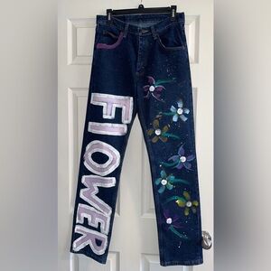 Gorgeous Wrangler Custom Hand-Painted Denim Jeans “Flower Child”